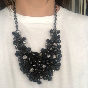 A Black and Rhinestone Bib Necklace